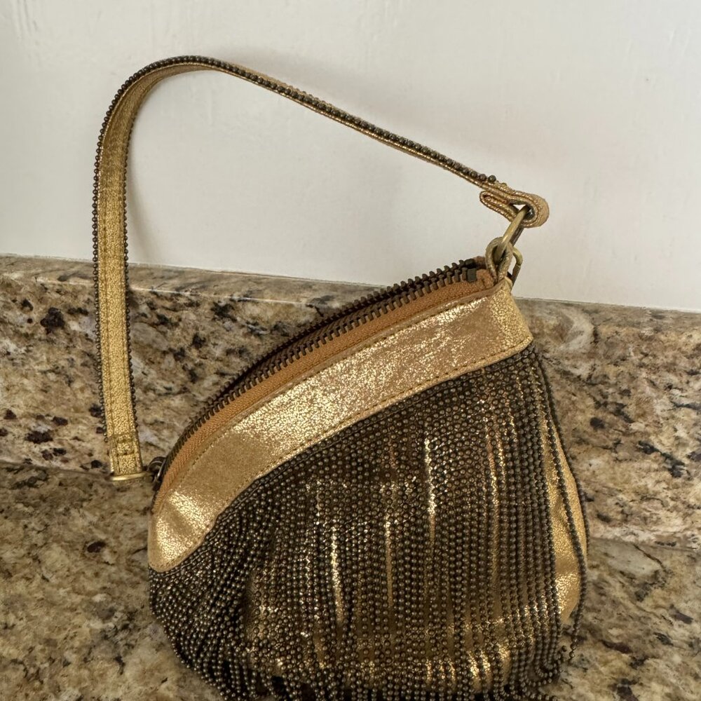 HOBO Gold and Brown Wristlet Clutch